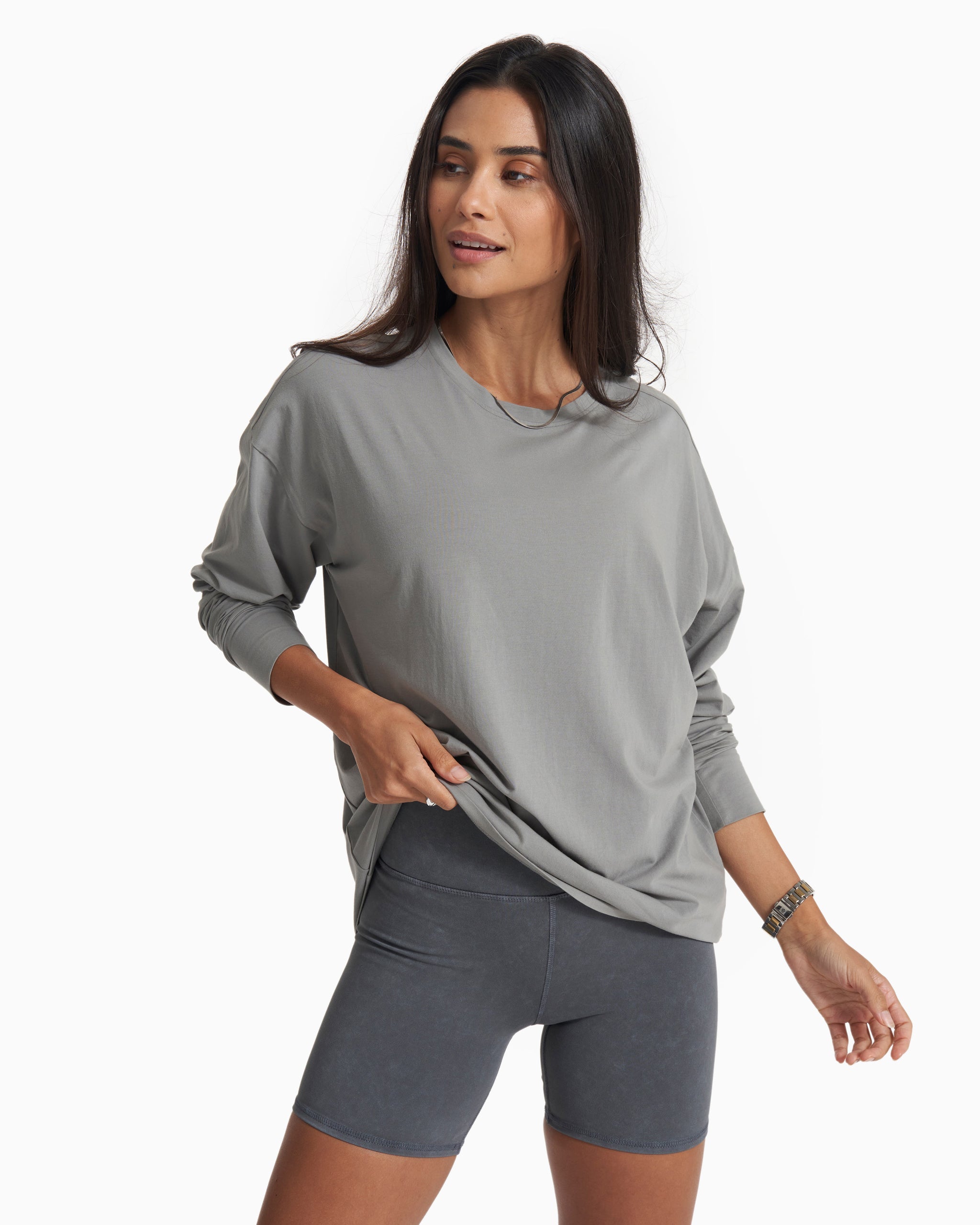 Long-Sleeve Feather Tee | Stormy - Image 2