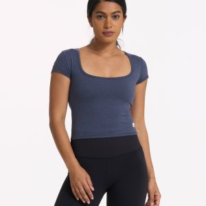 Short Sleeve Halo Crop | Azure Heather