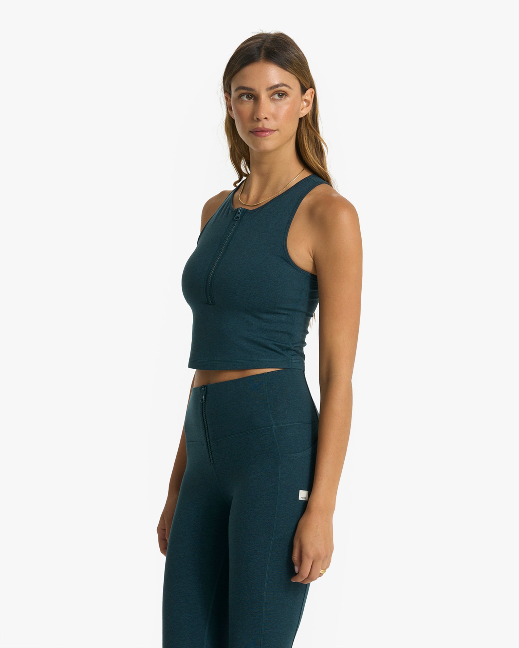 Granite Heathered Zip Tank | Beryl Heather - Image 4