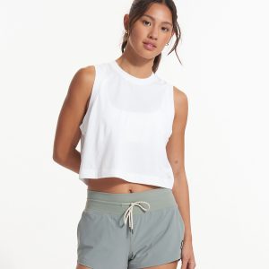 Feather Crop Tank | White