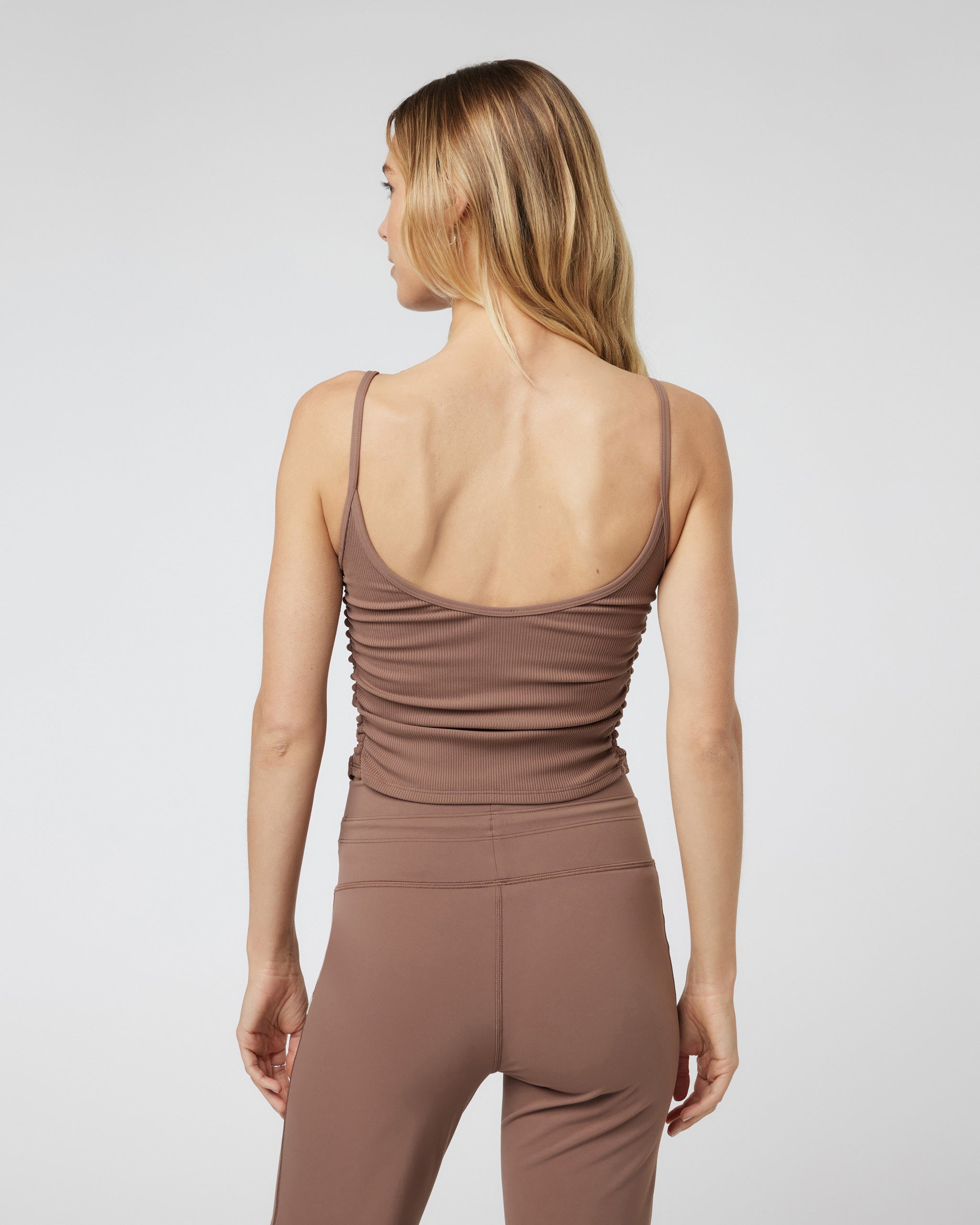 Rib Ruched Tank | Clove - Image 3