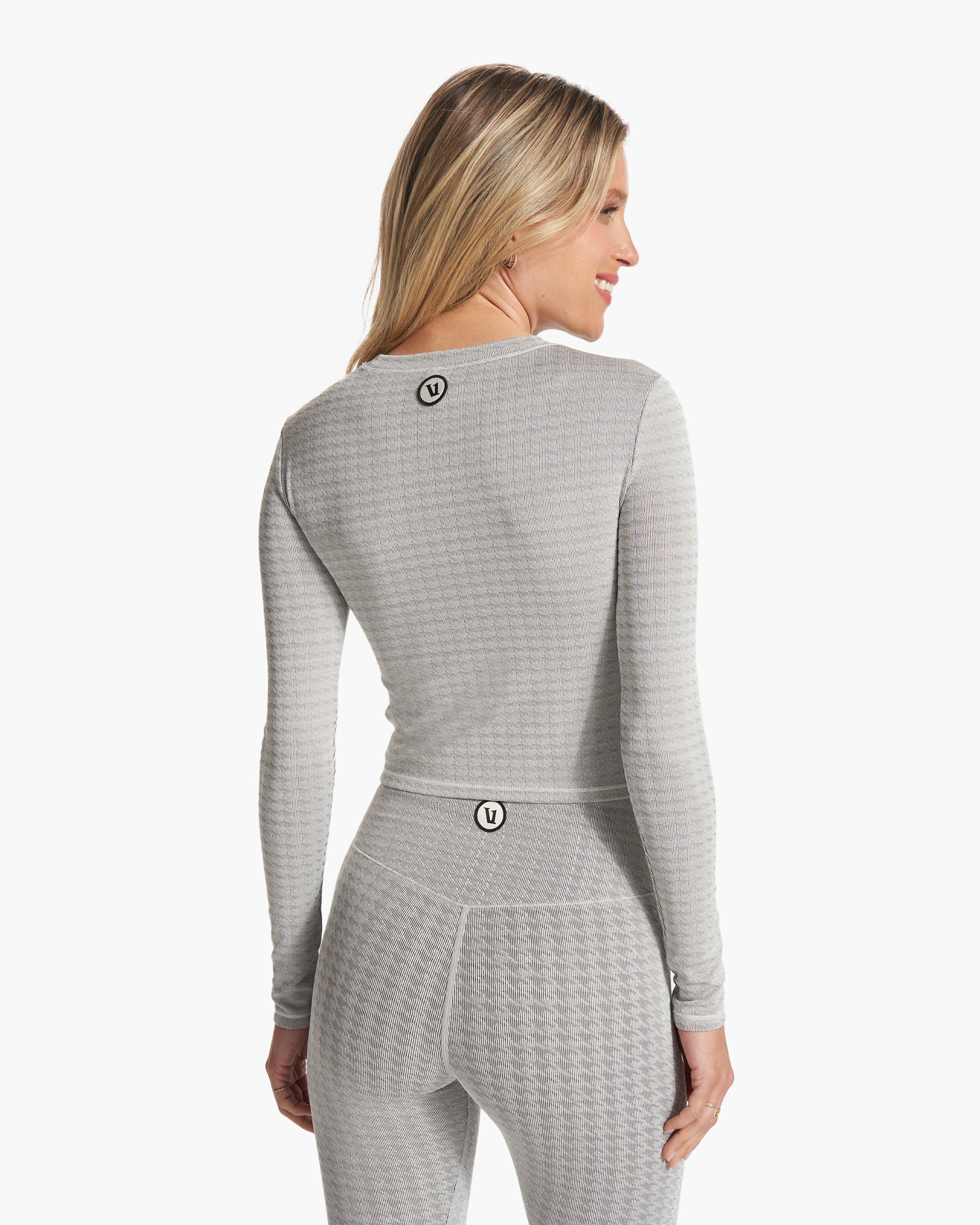 Long Sleeve Textured Chilled Out Top | Houndstooth - Image 4
