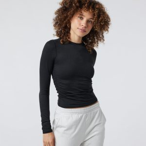 Long Sleeve Halo Ruched Tee | Black Heather