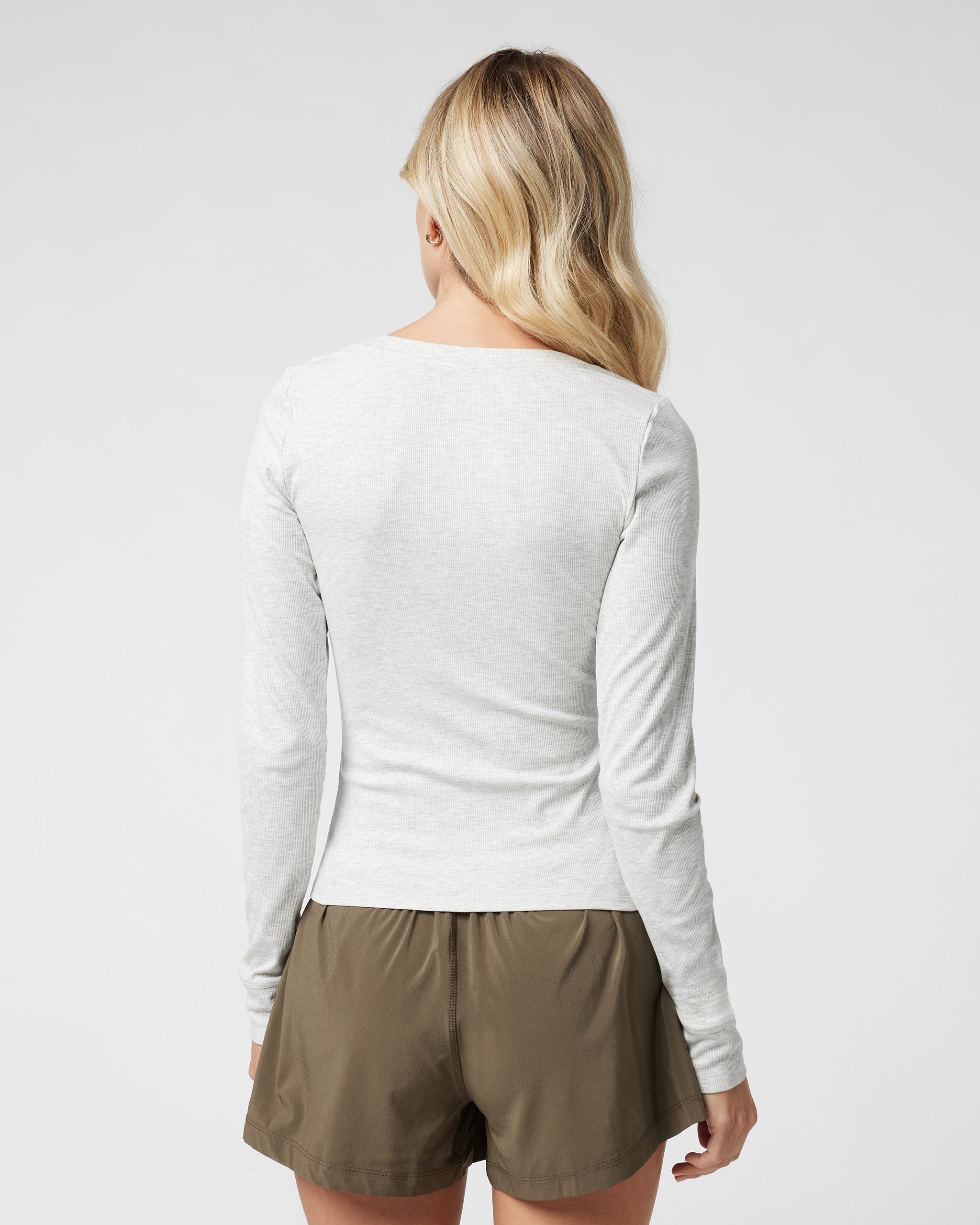 Long Sleeve Pose Henley | White Heather Grey - Image 3