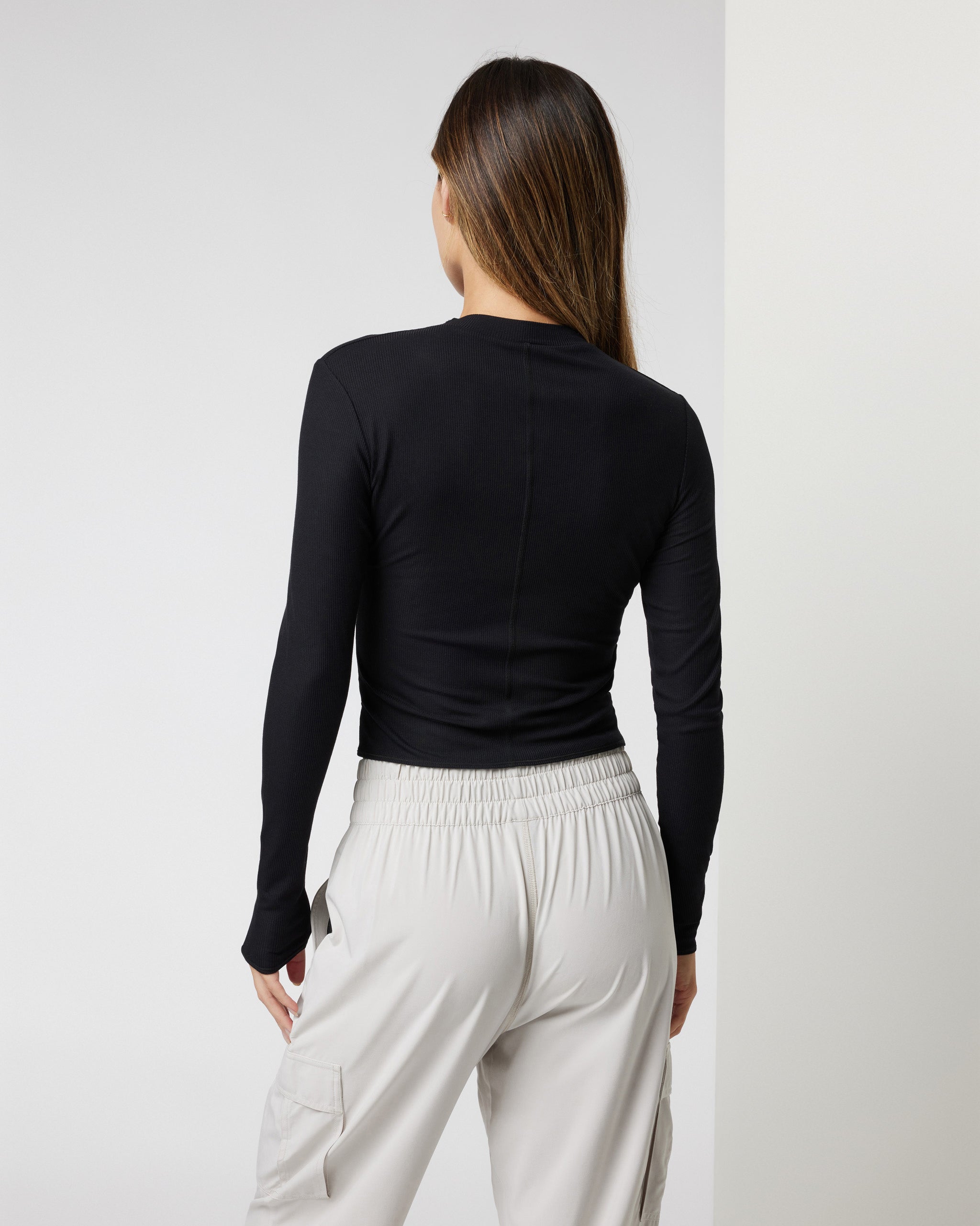 Long Sleeve Cove Mock Neck Top | Black - Image 3