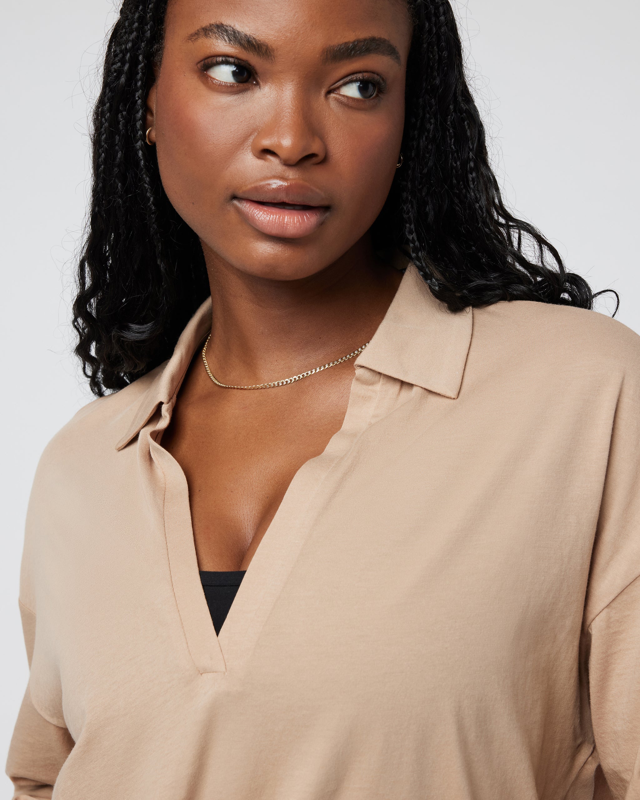 Long Sleeve Sutton Relaxed Polo | Coconut - Image 2