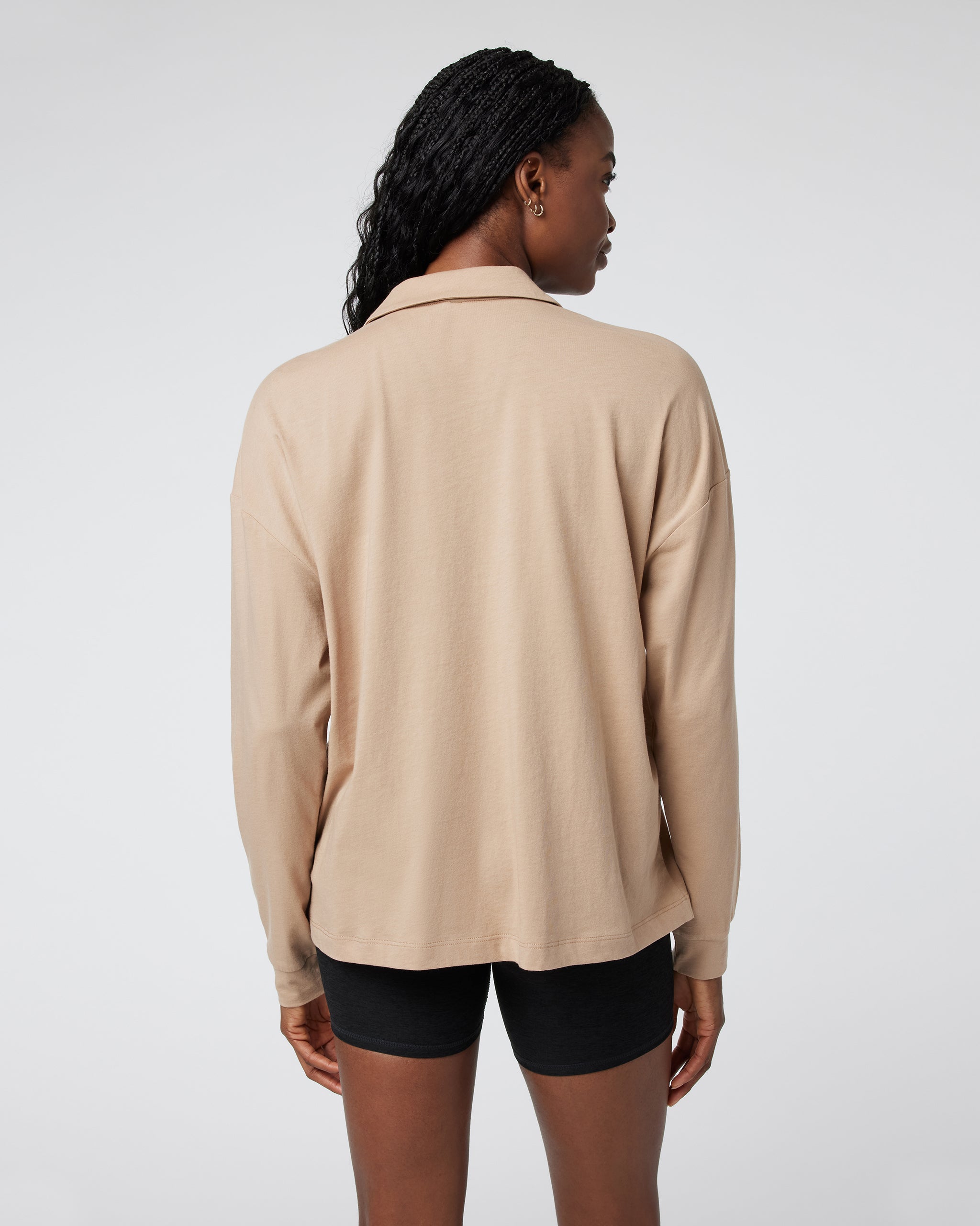 Long Sleeve Sutton Relaxed Polo | Coconut - Image 3