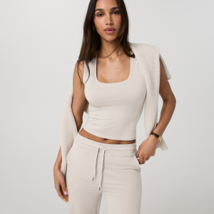 Halo Essential Scoop Tank | Ecru Heather