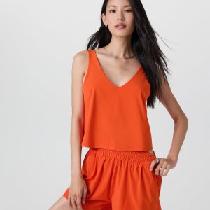 Villa Cropped Tank | Bright Poppy