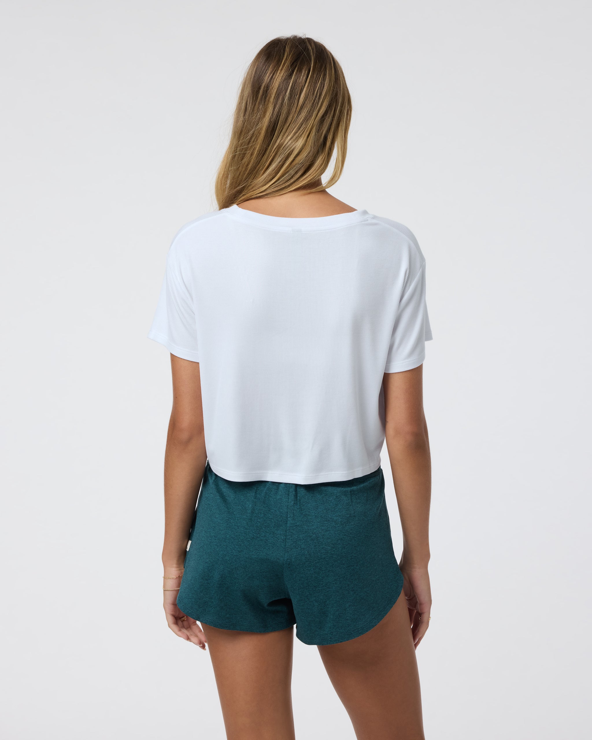 Short Sleeve Cove V Neck Tee | White - Image 3
