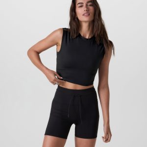 Halo Reina Crop Tank | Solid Black