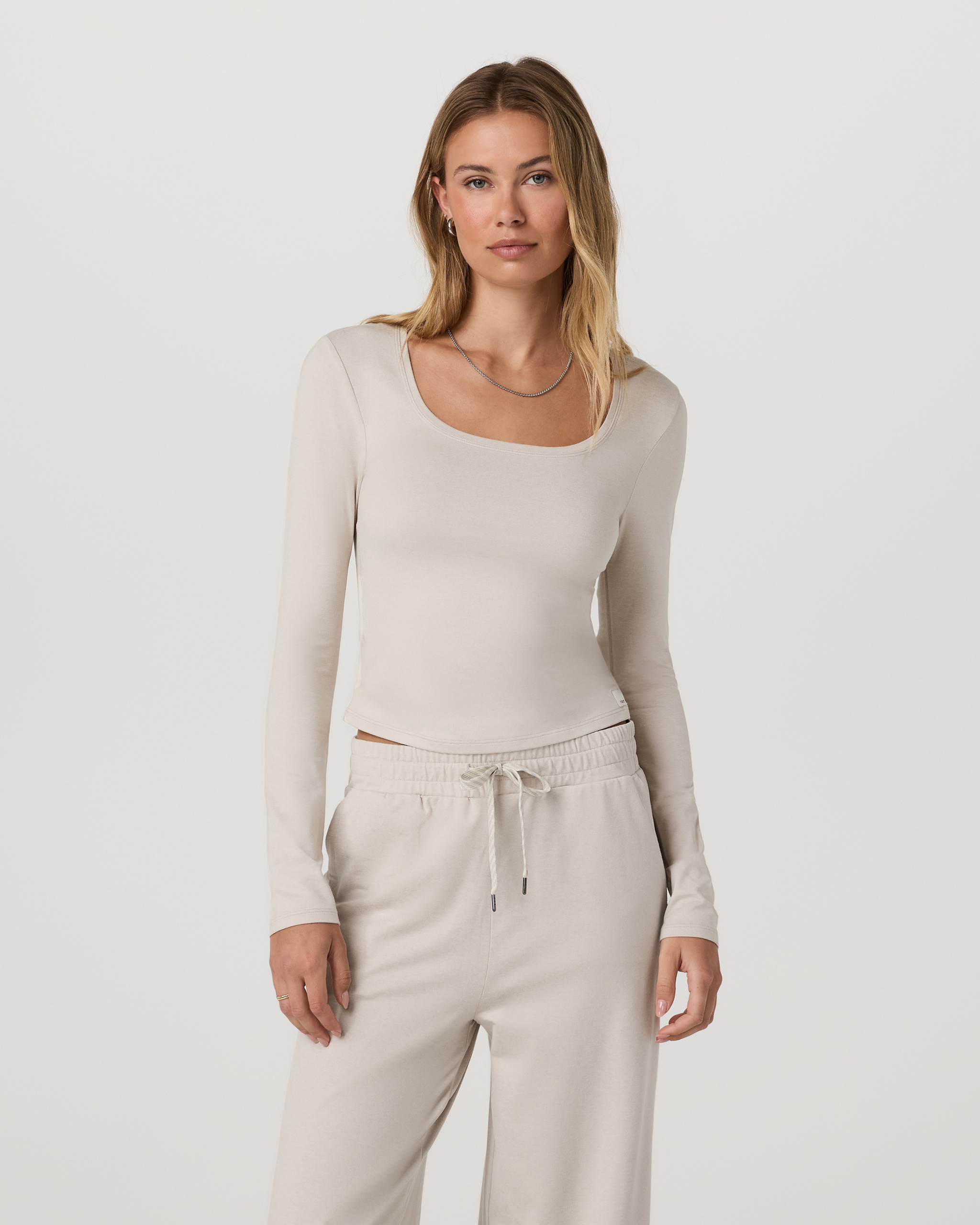 Long Sleeve Halo Essential Scoop | Ecru Heather