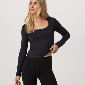 Long Sleeve Halo Essential Scoop | Solid Black