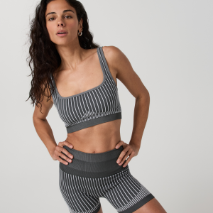 Bi-Color Seamless Longline Bra | Light Grey/Charcoal