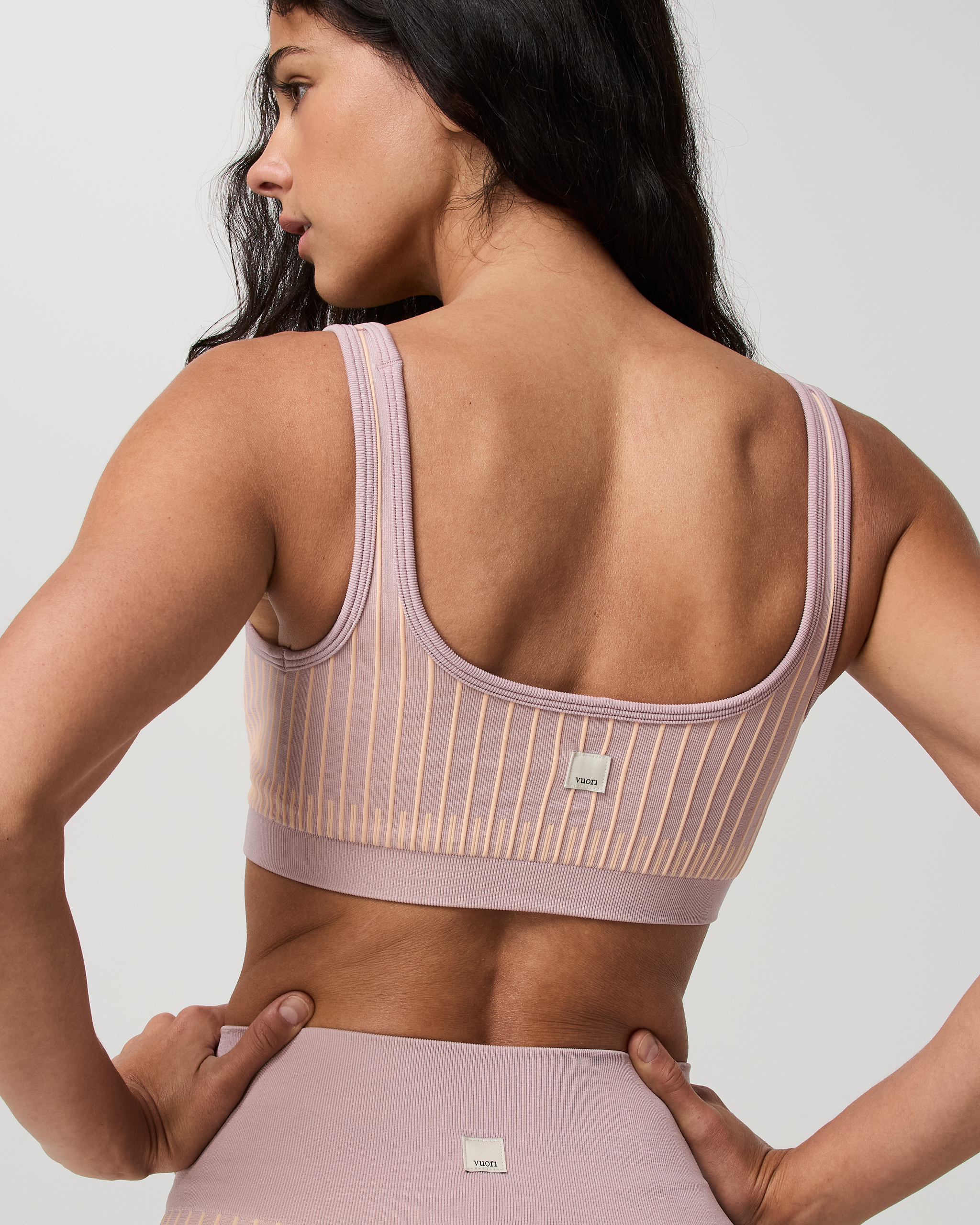 Bi-Color Seamless Longline Bra | Light Peach/Desert Mauve - Image 2