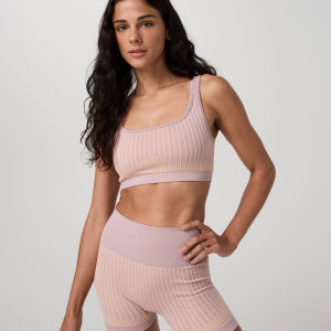 Bi-Color Seamless Longline Bra | Light Peach/Desert Mauve