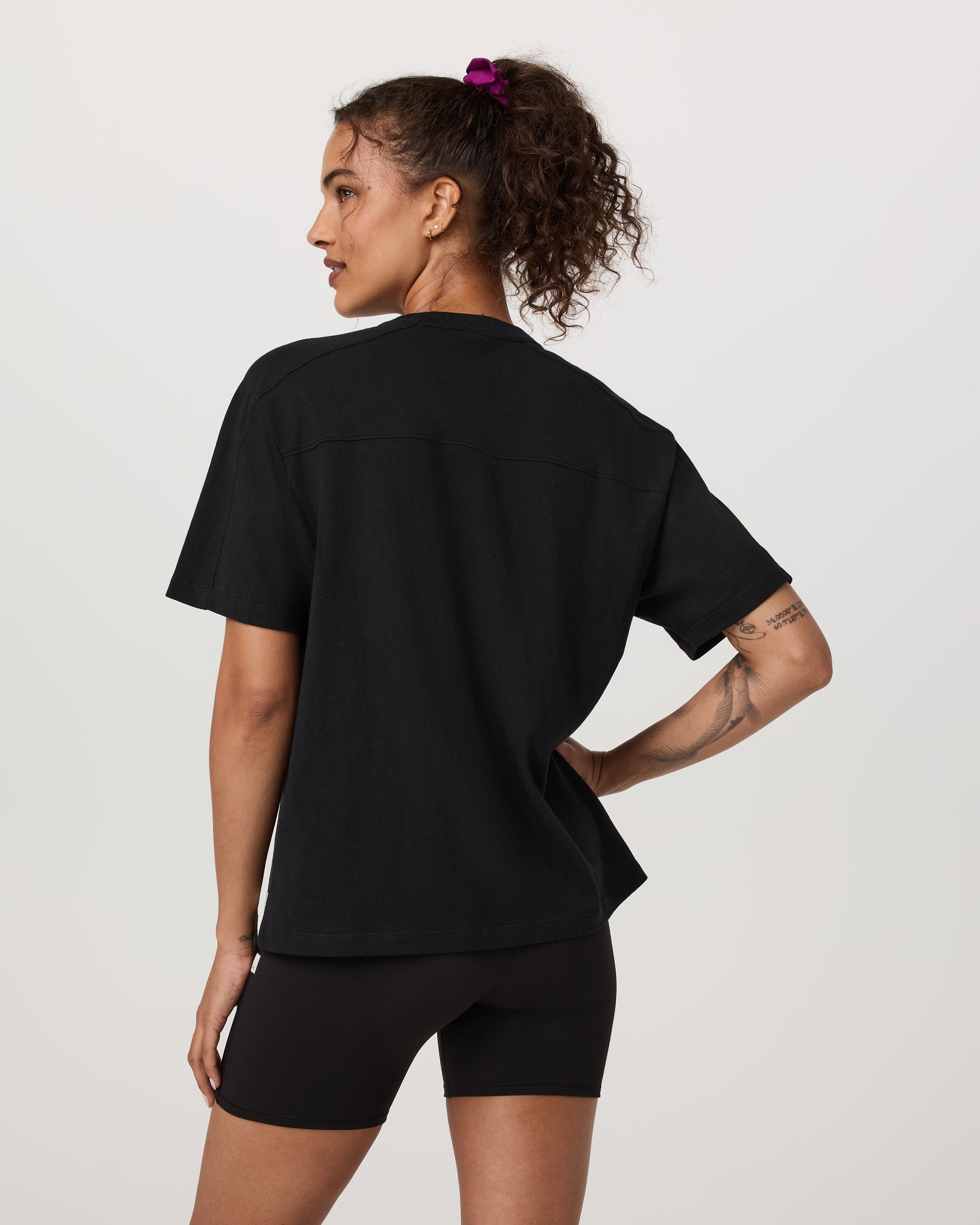 Short Sleeve Heavyweight Oversized Cotton Tee | Black - Image 3