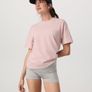 Short Sleeve Heavyweight Oversized Cotton Tee | Vintage Rose