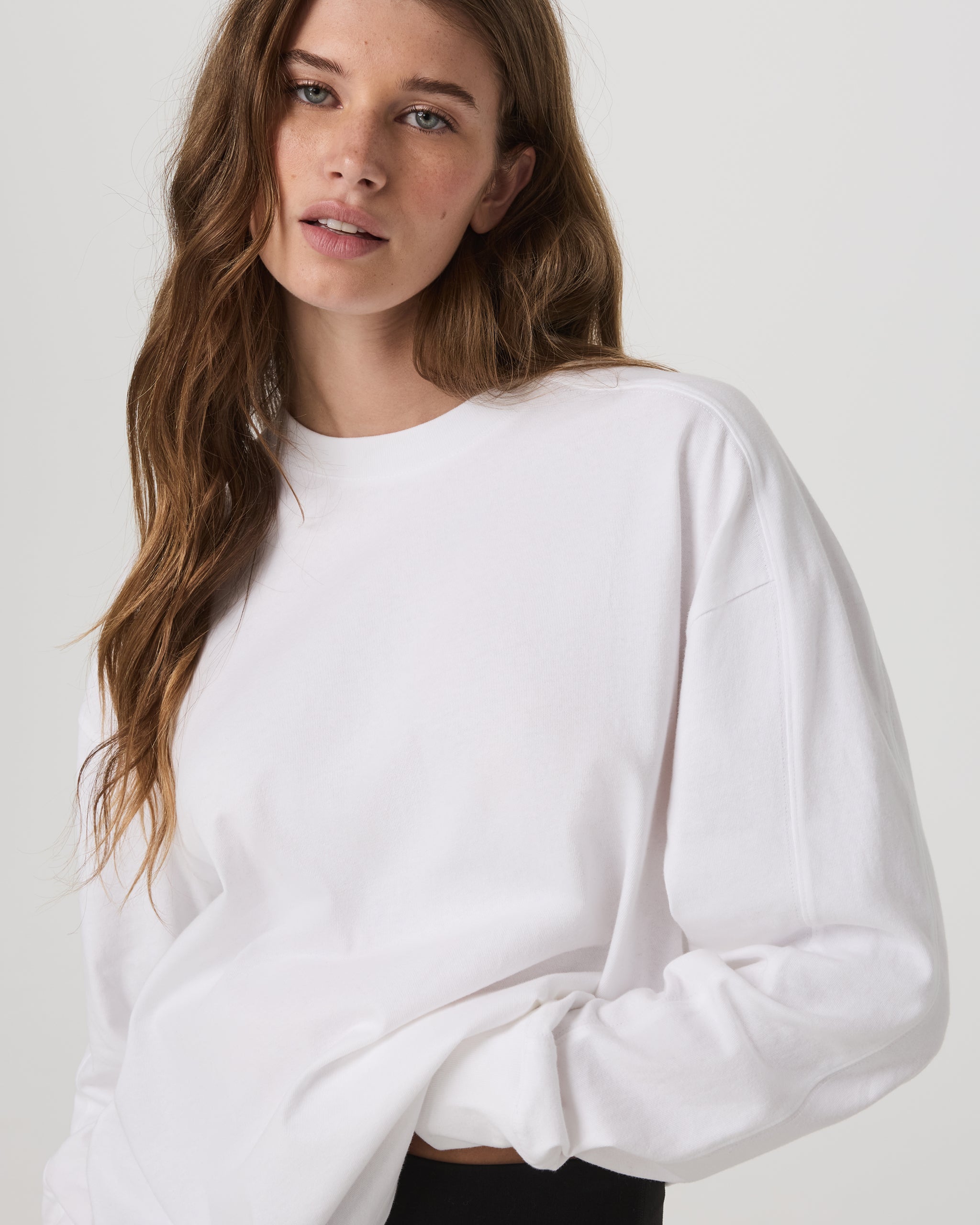 Long Sleeve Heavyweight Cotton Tee | White - Image 5