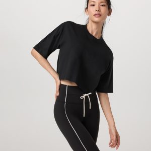 Short Sleeve Heavyweight Crop Cotton Tee | Black