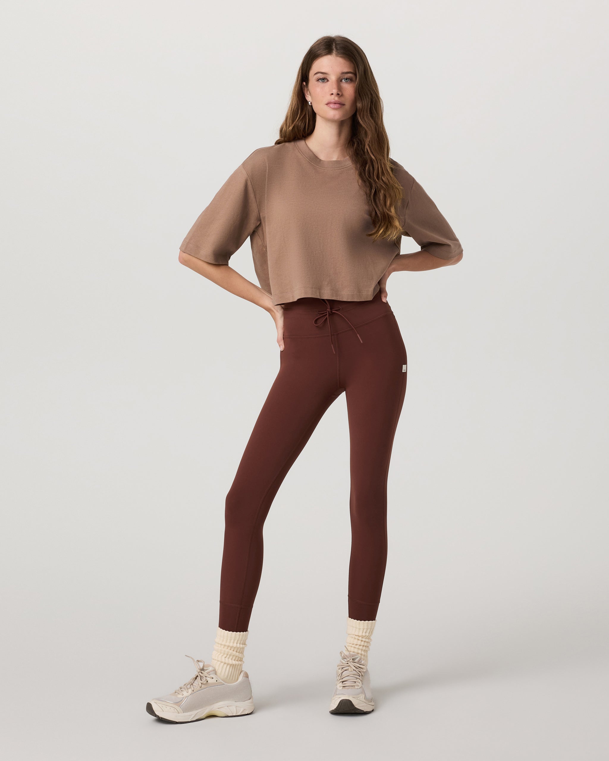 Short Sleeve Heavyweight Crop Cotton Tee | Nutmeg - Image 4