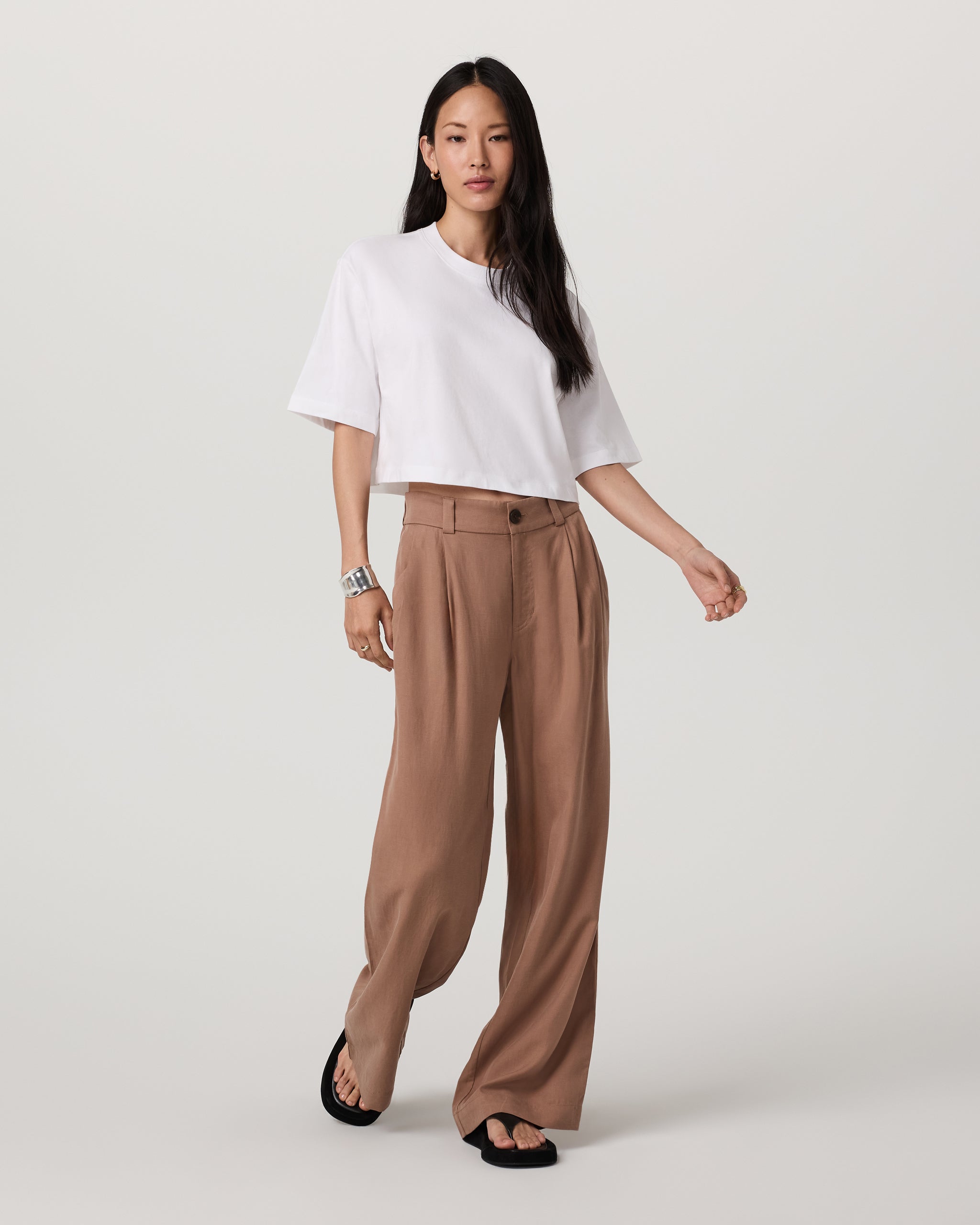 Short Sleeve Heavyweight Crop Cotton Tee | White - Image 2