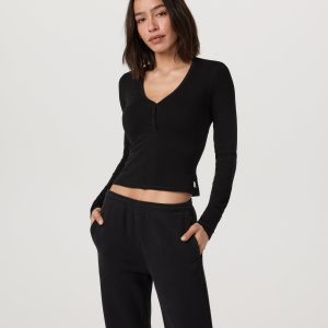 Long Sleeve Tuvalu Henley | Black