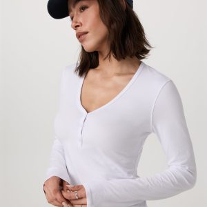 Long Sleeve Tuvalu Henley | White