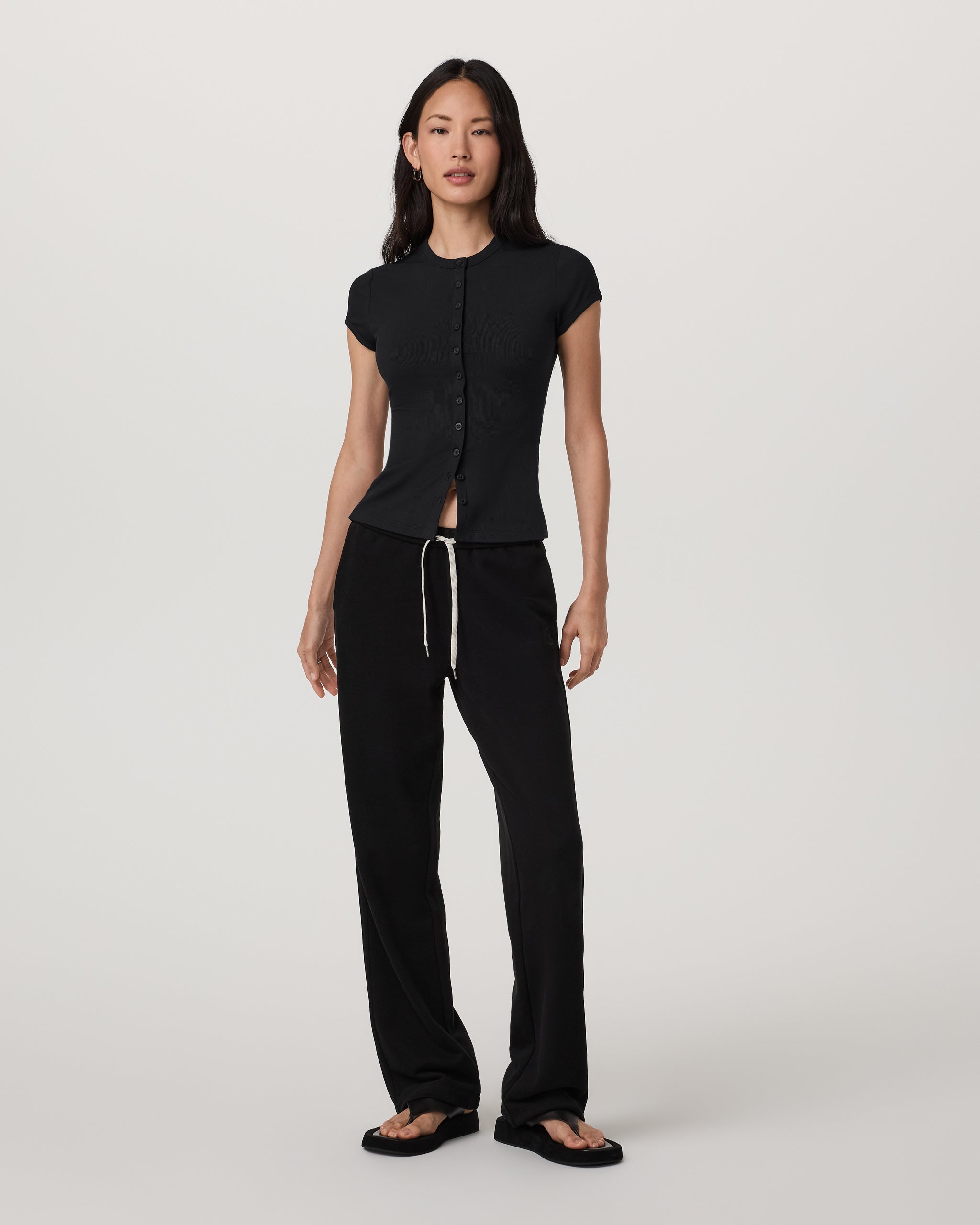 Short Sleeve Pose Button Up | Black - Image 4