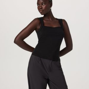 Tuvalu Overlay Top | Solid Black