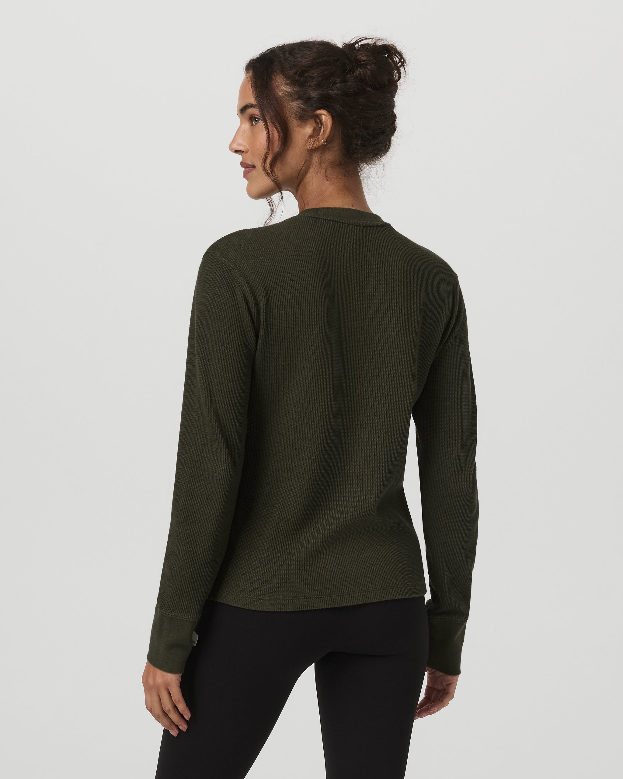 Long Sleeve Waffle Top | Olive - Image 3
