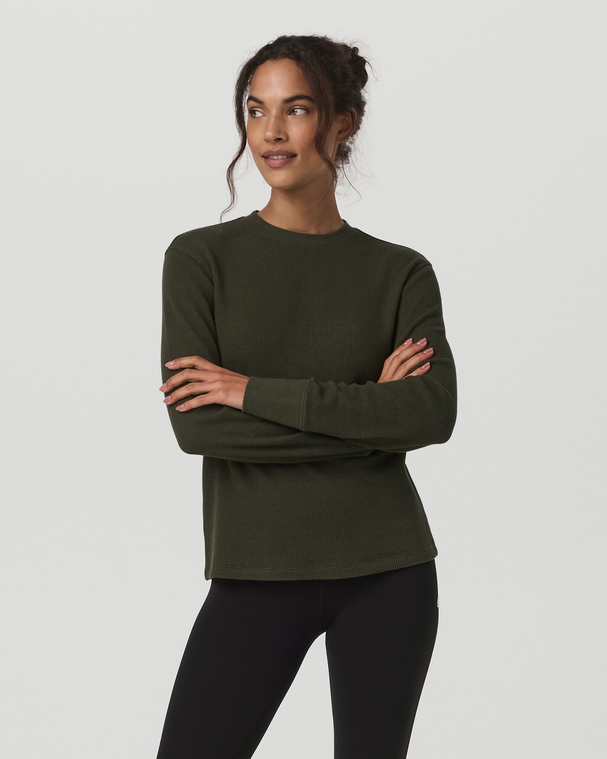 Long Sleeve Waffle Top | Olive - Image 6