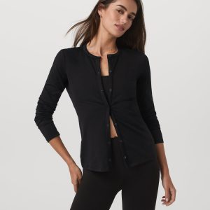 Long Sleeve Halo Snap Cardigan | Black Heather