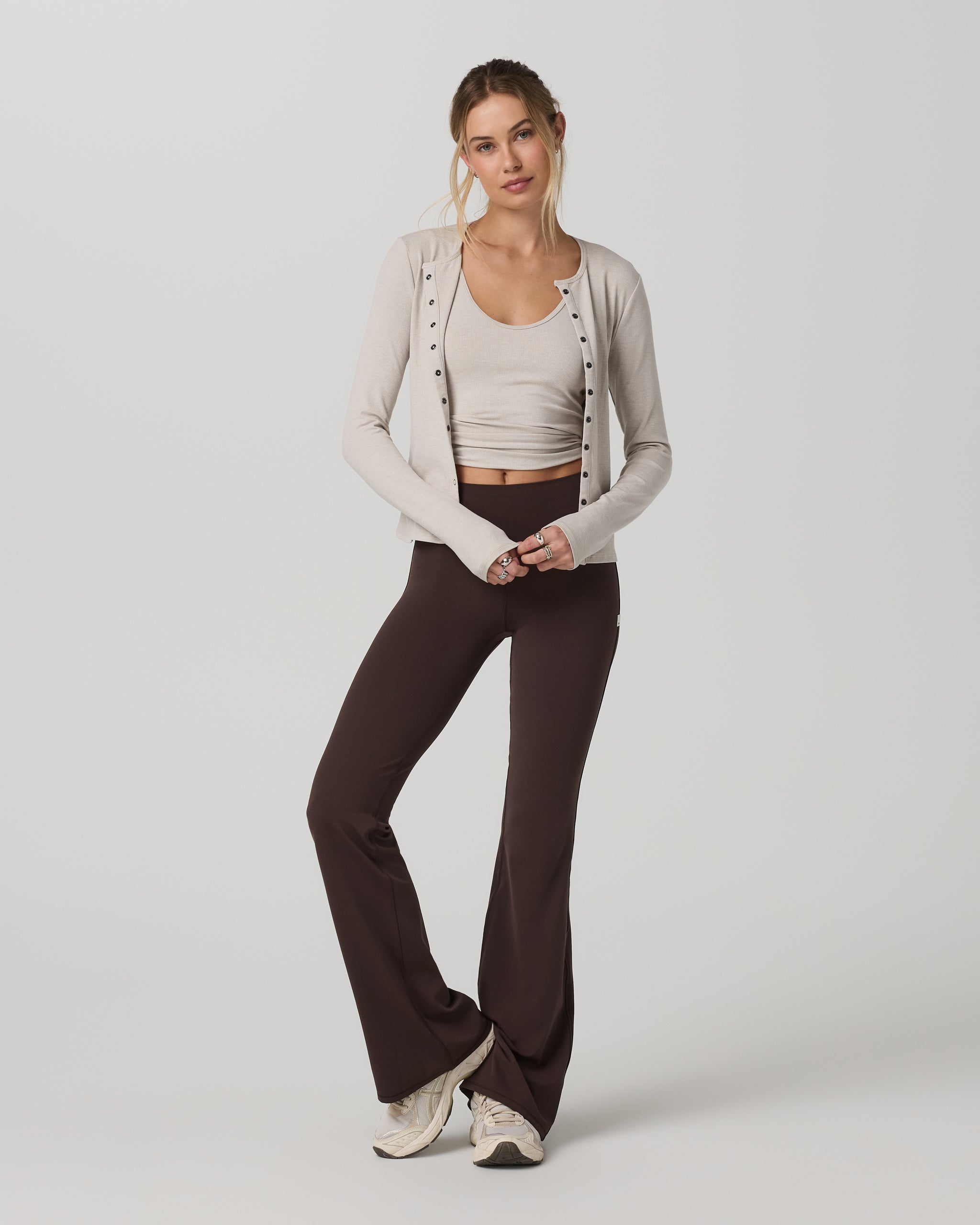 Long Sleeve Pose Twin Cardigan | Ecru Heather - Image 4