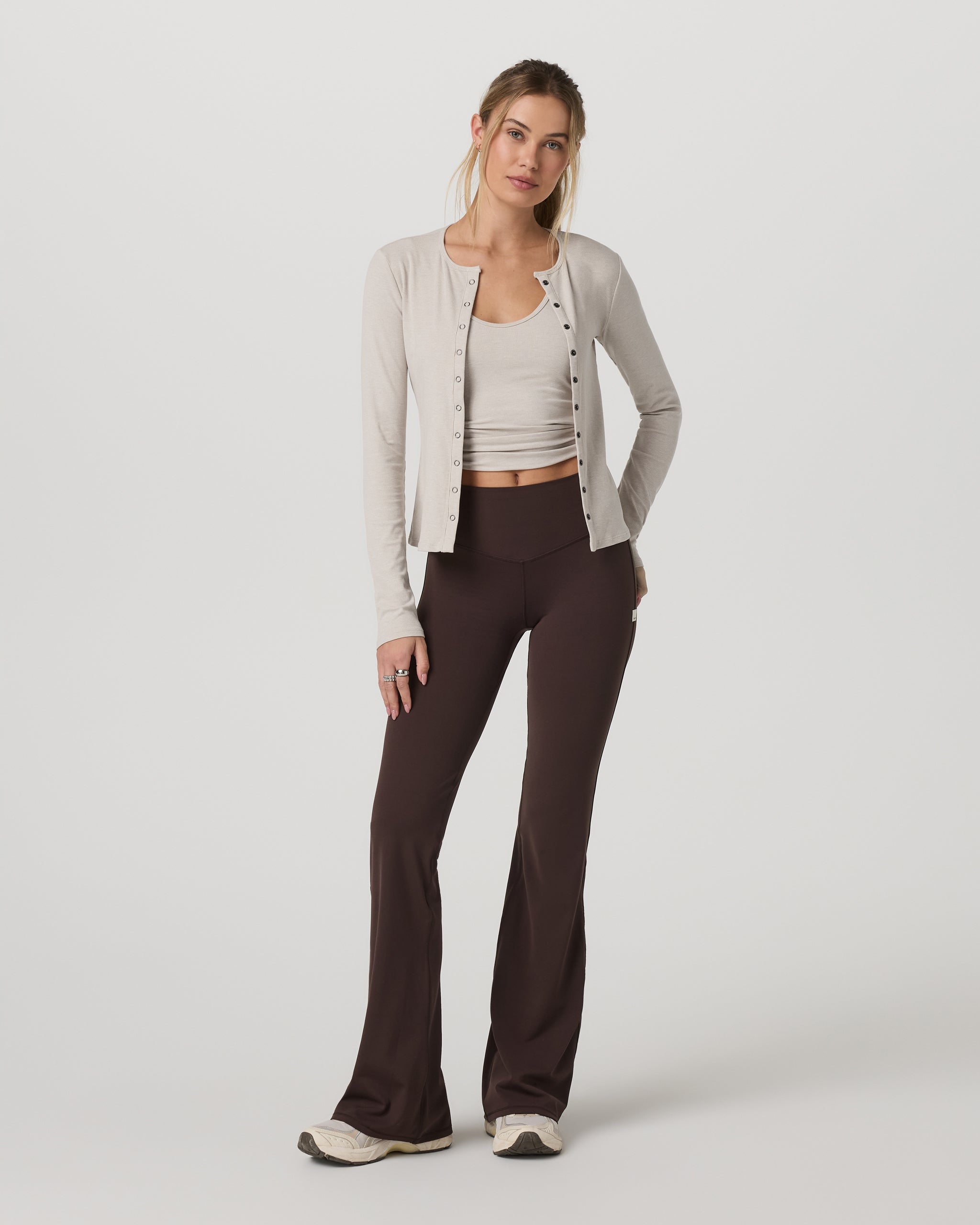 Long Sleeve Pose Twin Cardigan | Ecru Heather - Image 6