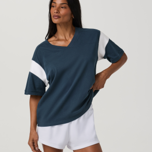 Heavyweight Cotton Varsity Tee | Ocean Blue