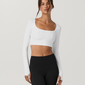 Vuori AllTheFeels™ Long Sleeve Scoop Top | White
