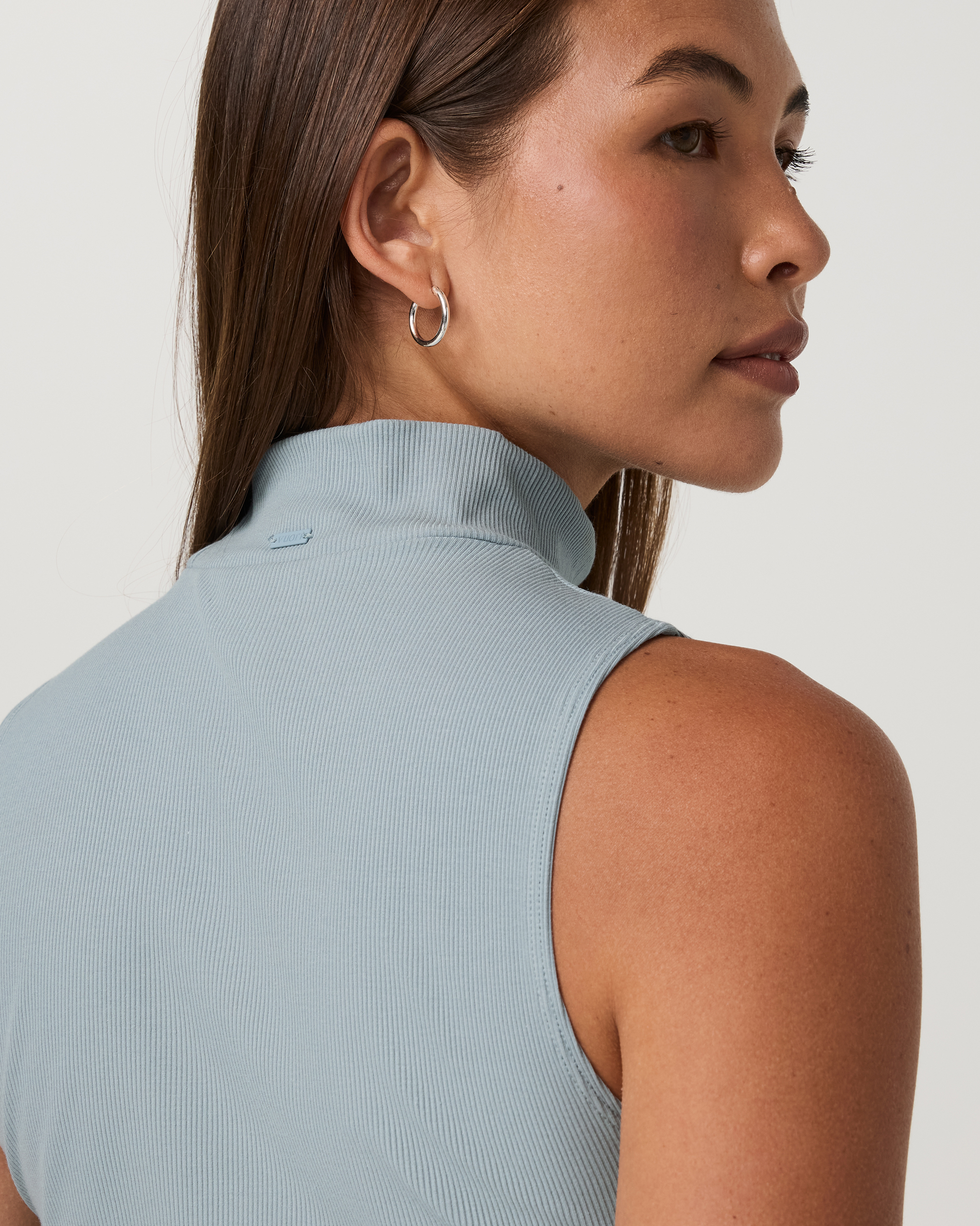 Cottony Rib Mock Neck Tank | Raindrop - Image 5
