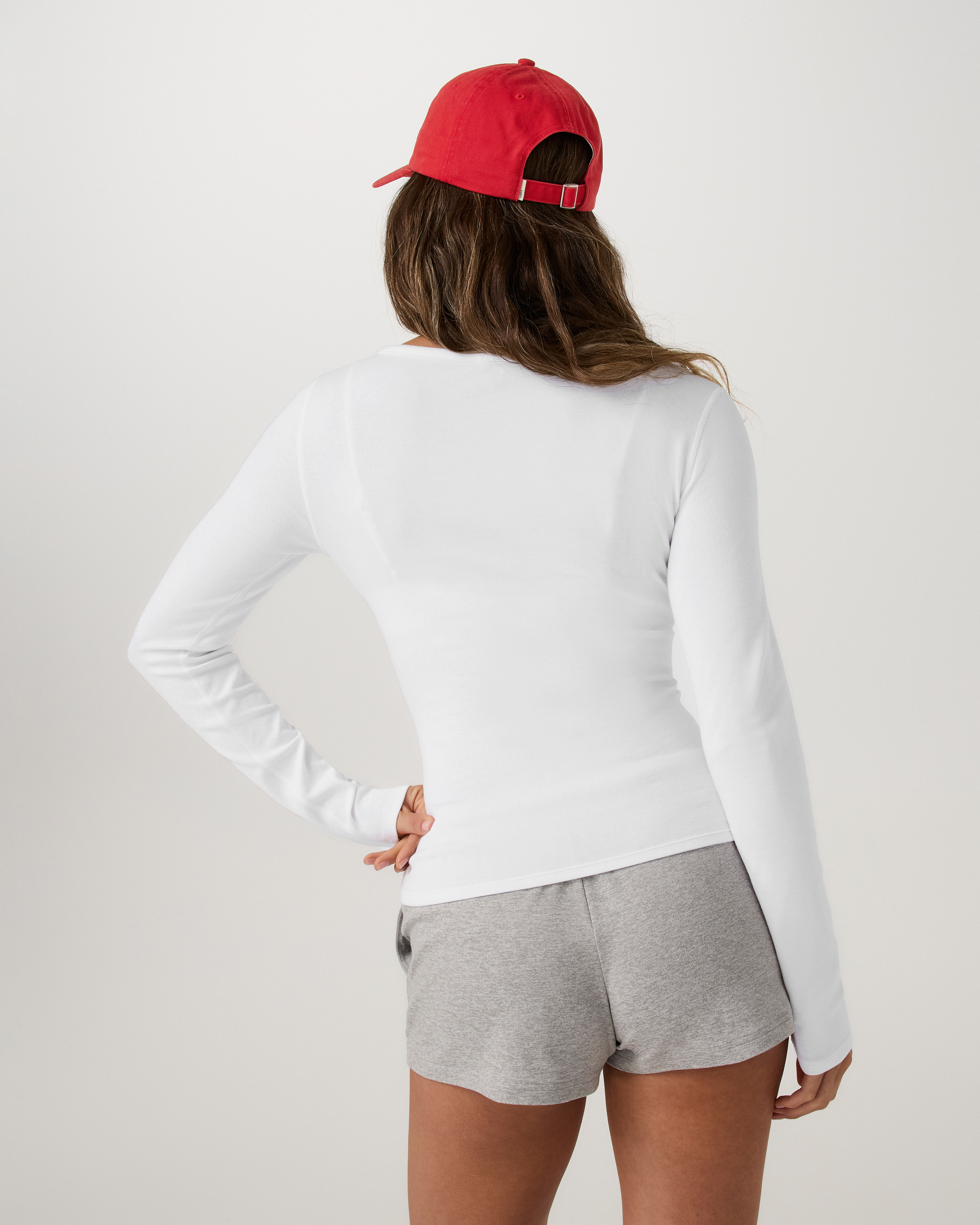 Long Sleeve Everyday Cotton Stretch Henley | White - Image 3