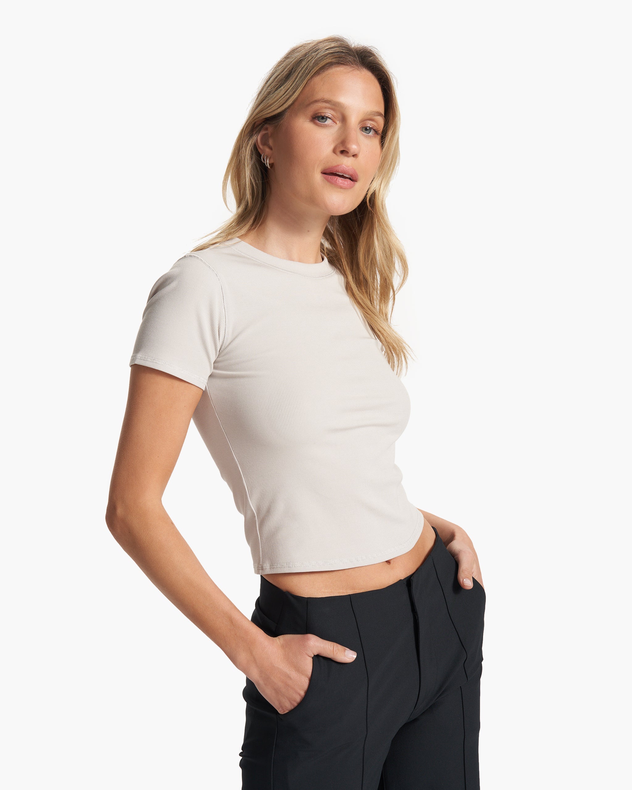 Pose Fitted Tee | Suede - Image 2