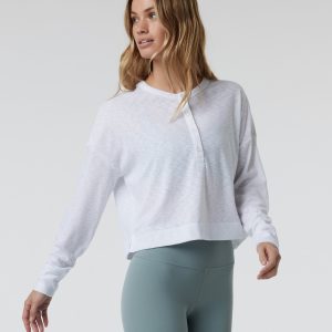 Long Sleeve Sunrise Oversize Henley | White