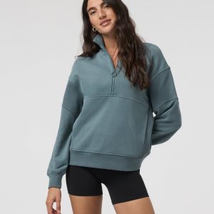 Sedona Rib Half Zip | Smoke Blue