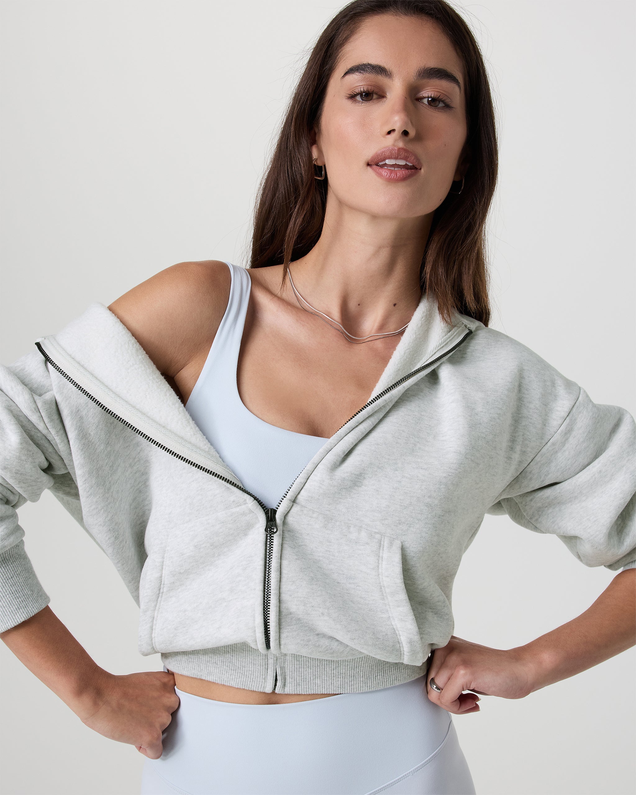 Restore Full Zip Hoodie | Pale Grey Heather - Image 2