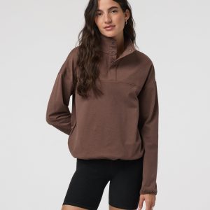 Granite Snap Mock | Chocolate Milk Heather