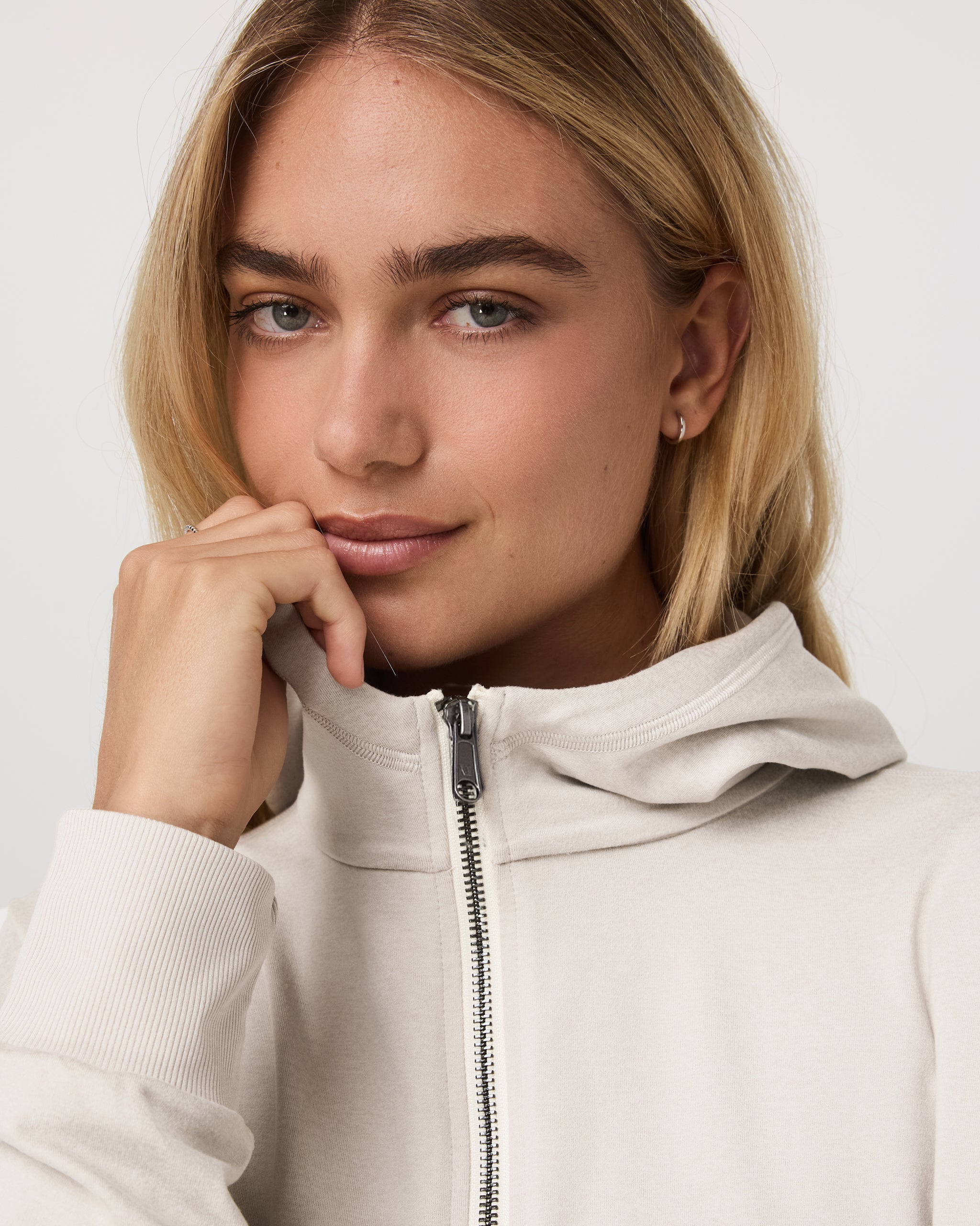 Halo Modern Full Zip Hoodie | Ecru Heather - Image 4