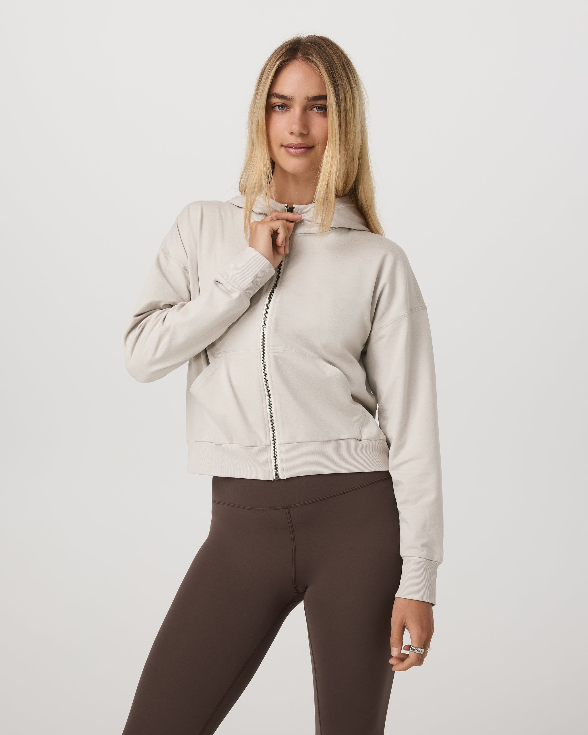 Halo Modern Full Zip Hoodie | Ecru Heather - Image 5