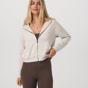Halo Modern Full Zip Hoodie | Ecru Heather