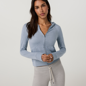 Halo Mini Full Zip Hoodie - Long | Coastal Fog Heather