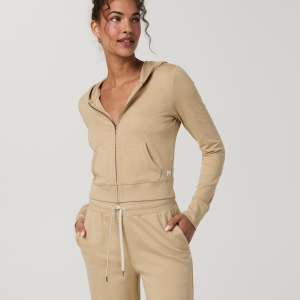 Halo Mini Full Zip Hoodie | Khaki Heather
