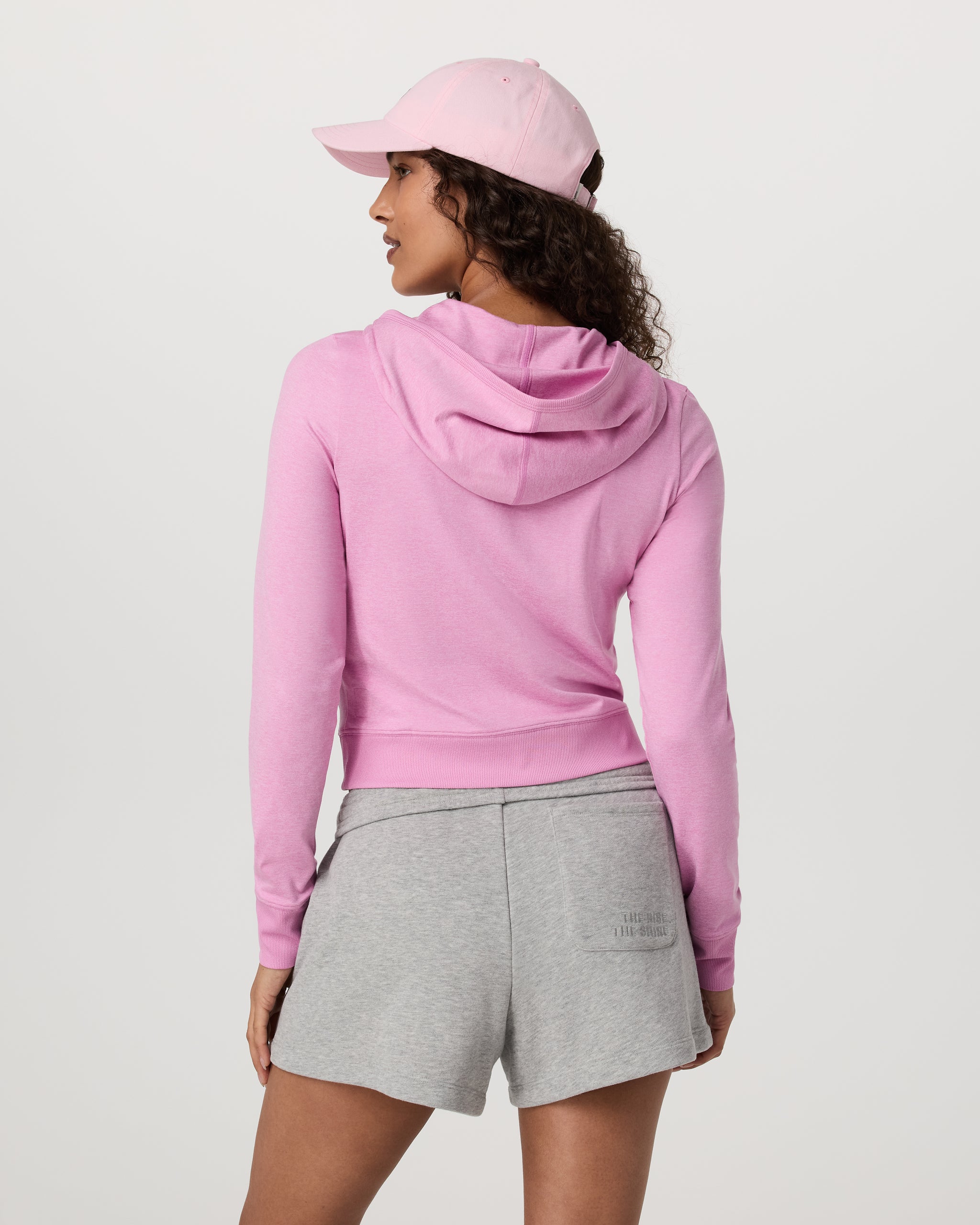 Halo Mini Full Zip Hoodie | Azalea Pink Heather - Image 3